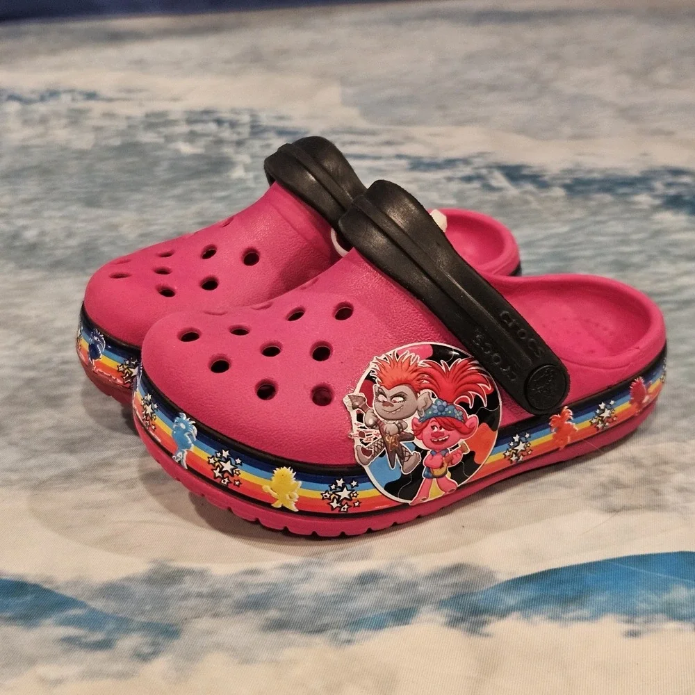 Crocs Trolls‎ Toddler Size 7 Pink Clogs Slip On Kids Shoes